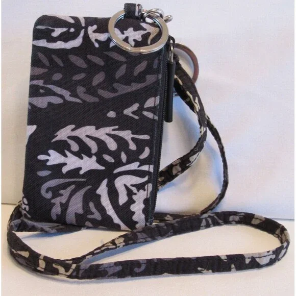 Vera Bradley Zip ID Case and Matching Lanyard Paisley Noir Pattern - Picture 2 of 6